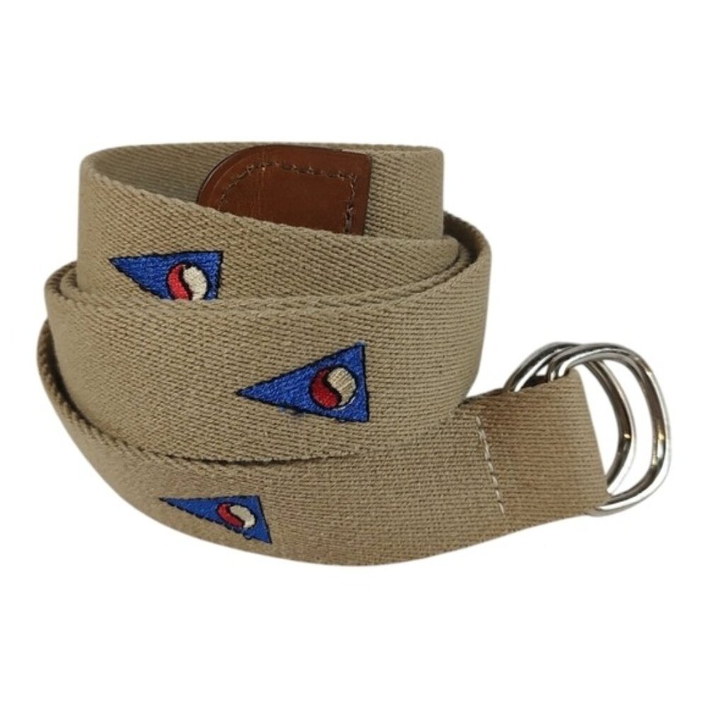 Leather Man Embroidered Nautical Flag Tan Strap Belt